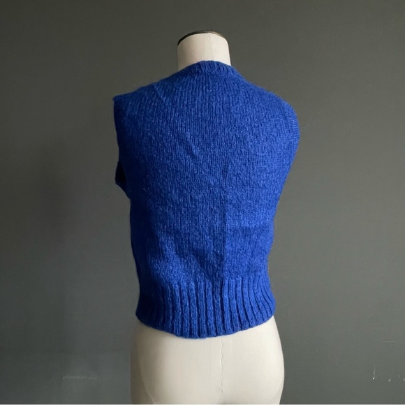 COS Cobalt Mohair Wool Cropped Sweater Vest Minimalist XS Jewel-Toned Resortwear - Picture 3 of 6